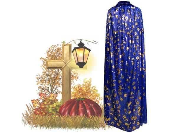 Peleryna, płaszcz, przebranie 80 cm GRANATOWO-ZŁOTA