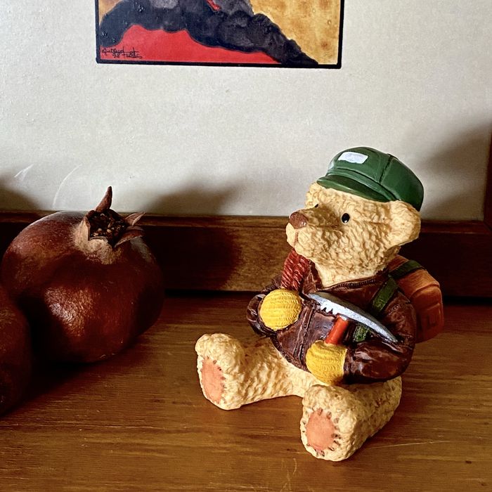 Teddy bear hand painted by W.U. 1996