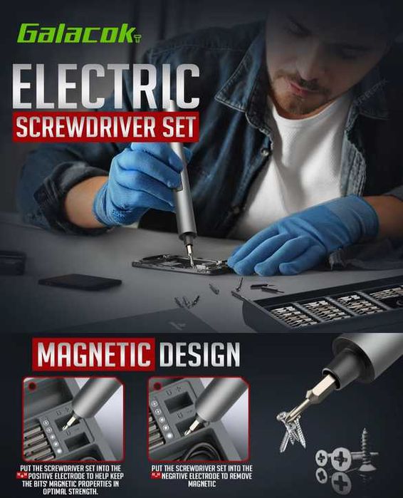 Kit Chave de Fenda Elétrica de Precisão com Led S2 75