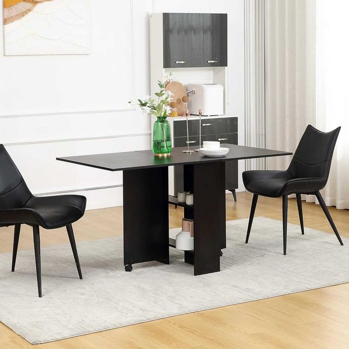 Mesa extensível dobrável de cozinha, de jantar, de apoio preta  140x75