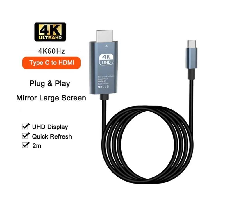 Кабель Type-c HDMI Typec 4K 30Hz 60Hz -  FULLHD 144 Hz 165Hz 180Hz