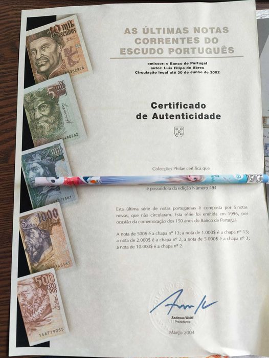 Ultimas Notas de Escudo Coleções Philae Numismática