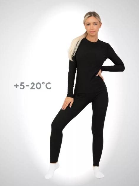 Комплект женского термобелье (кофта+лосины) р. М,Л,XL (46-48) Черный