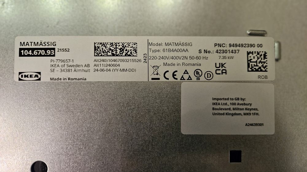 Індукційна поверхня, плита IKEA MATMÄSSIG 104.670.93

104.670.93