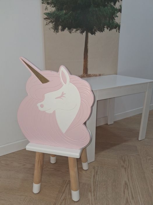 Zestaw krzesło jednorożec krzesełko dzieciece stolik