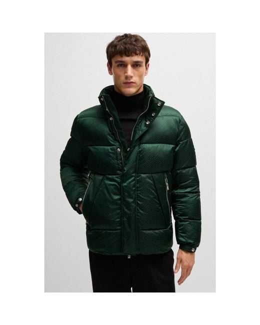 Casaco Hugo Boss -  verde almofadado repelente à água com jacquard de micro-monograma