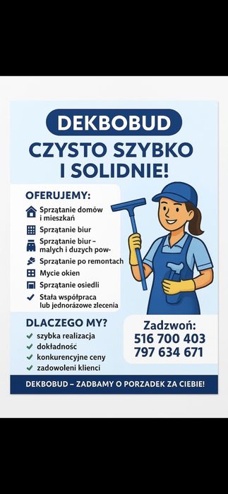 Sprzątanie domów, mieszkań, lokali usługowych