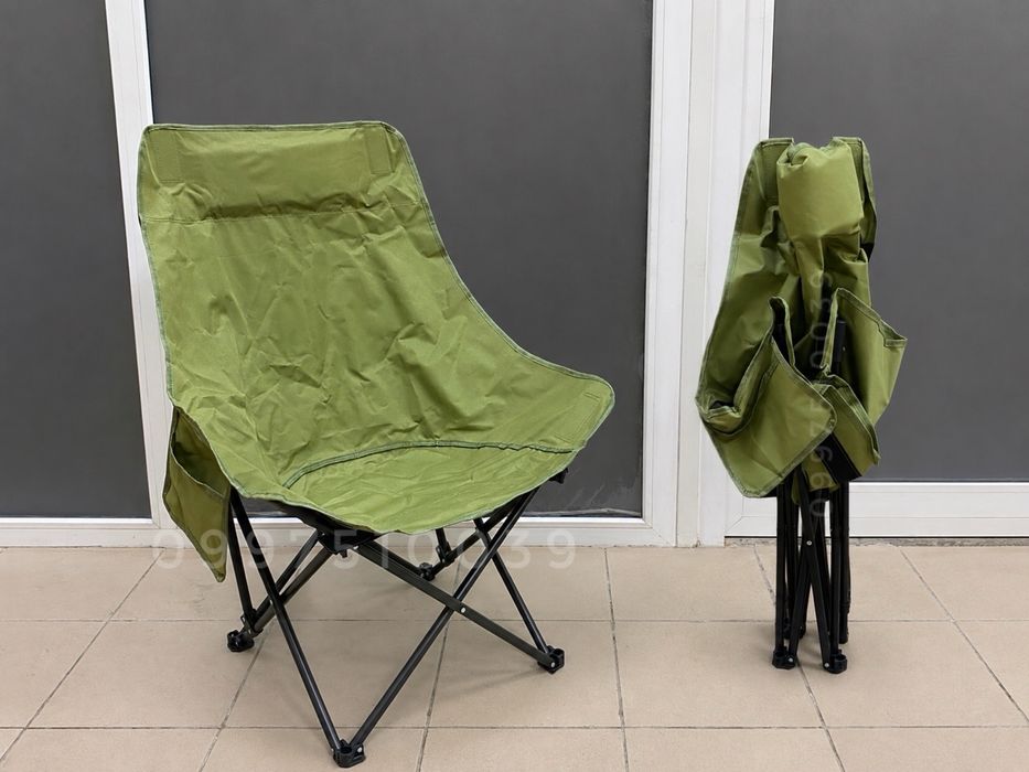 Складной туристический стул с чехлом, до 100 кг | Кресло для отдыха на природе, рыбалки и туризма