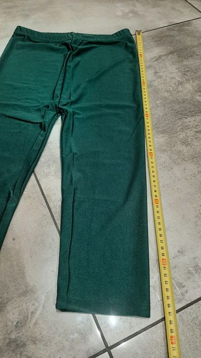 Legginsy lycra getry z lajkry zielone błyszczące kolarki za kolano