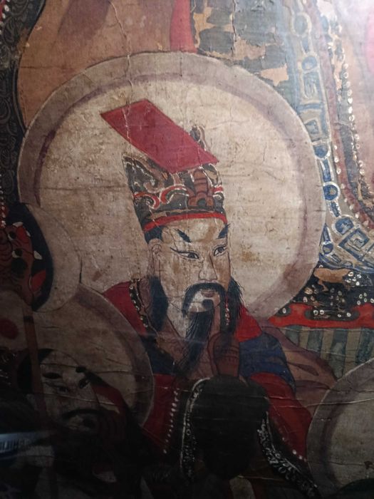 Grande Pintura Imperial Chinesa Papel Xuan séc XVIII 185 cm