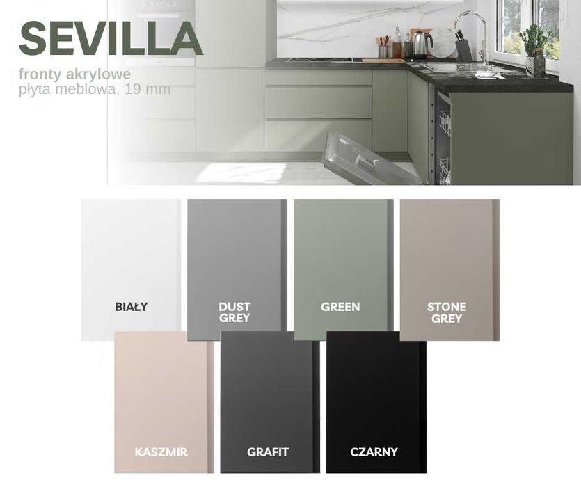 PG Kuchnia SEVILLA meble, szafki kuchenne mat TRANSPORT wycena