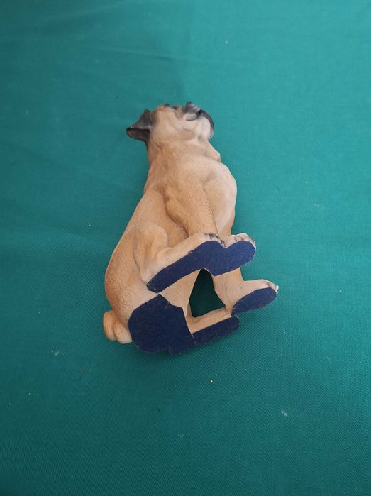 Cão Boxer, vintage, artesanal, com 17cm