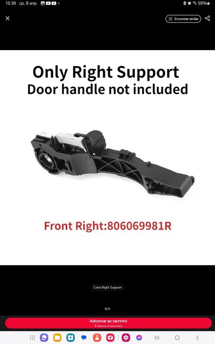 Mecanismo da pega porta Renault master 3