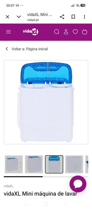 vidaXL Mini máquina de lavar roupa tambor duplo 5,6 kg