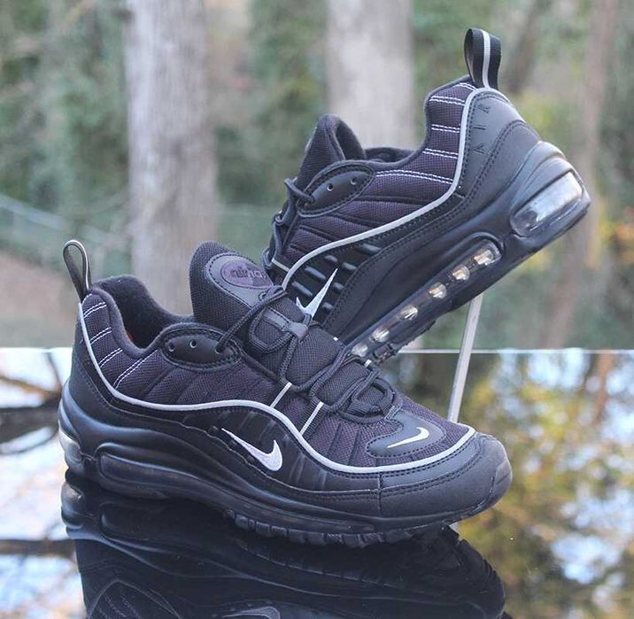 (БЕЗ ПЕРЕДОПЛАТИ) Nike Air Max 98 Black Metallic Silver Oil Grey найк ейр макс 98 чорні сірі кросівки