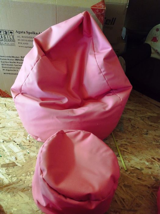 PUFA WOREK SAKO plus pufa różowe 2 szt