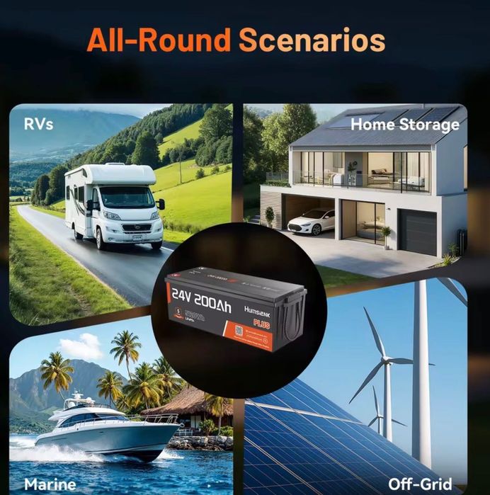 Акумулятор Humsienk LiFePo4 5.1 кВт 24V200Ah Lithium Battery Літій залізо фосфат 250A BMS 6000+ циклов