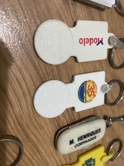 Coleção de porta-chaves de publicidade