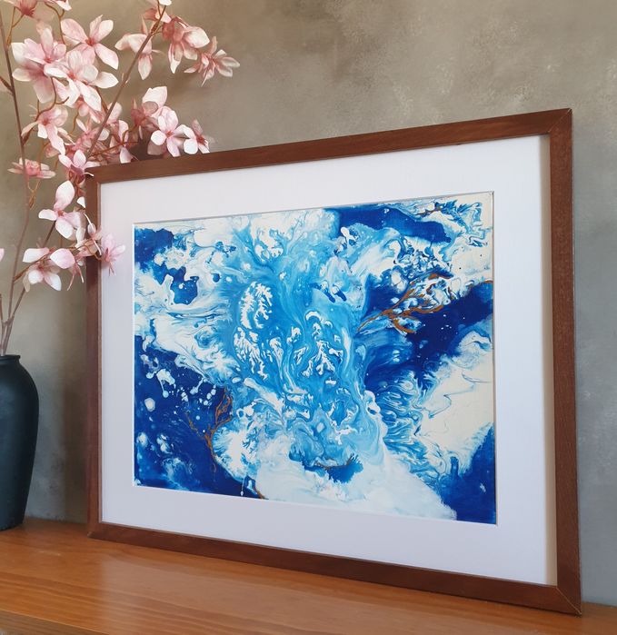 Quadro abstrato pintado a mão