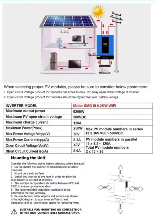 Гібридний сонячний інвертор EASUN 6.2KW 48V +WI-FI. Новий