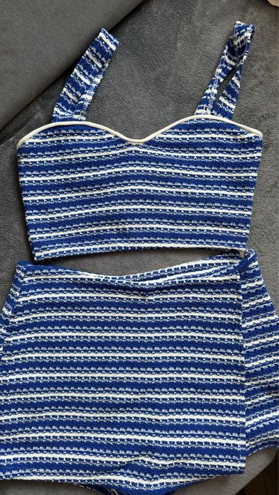 Nowy kompelt dzianinowy top i szorty ZARA M 38