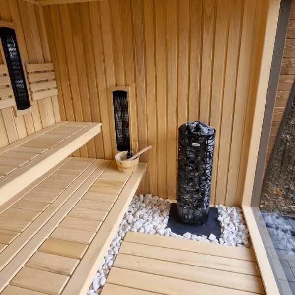 Sauna ogrodowa Abachi AURA 3,5 × 2,2 m PRODUCENT - nowoczesna PREMIUM