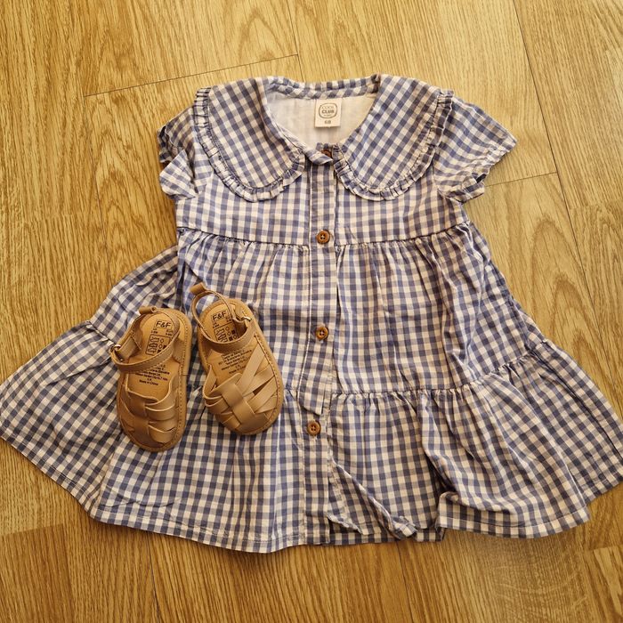 Smyk raz założone sukienka elegancka  impreza68 kratka+sandalki gratis