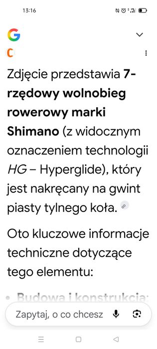 7 rzędowy wolnobieg rowerowy Shimano.