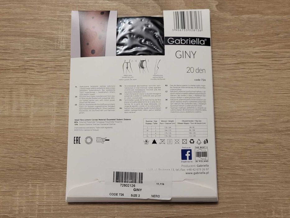 Zestaw rajstop w kropki Gabriella - rozmiar 2/S kolor czarny (2 pary)