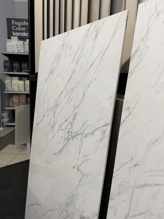 Płytki 59,8 x 119,8 cm Gres Elite White Poler lub Mat szkl rekt Marmur