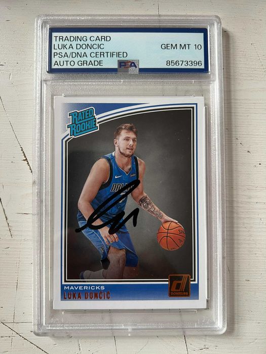 Luka Doncic karta z autografem 2018 Donruss Rated Rookie PSA GRADE 10