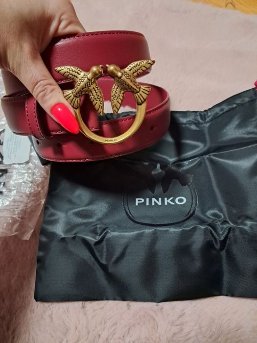Pinko pasek love Berry h3 belt skórzany bordowe ciemnoczerwony nowy z