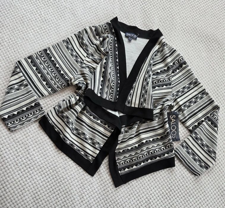 Nowy kardigan damski niezapinany asymetryczny print plus size