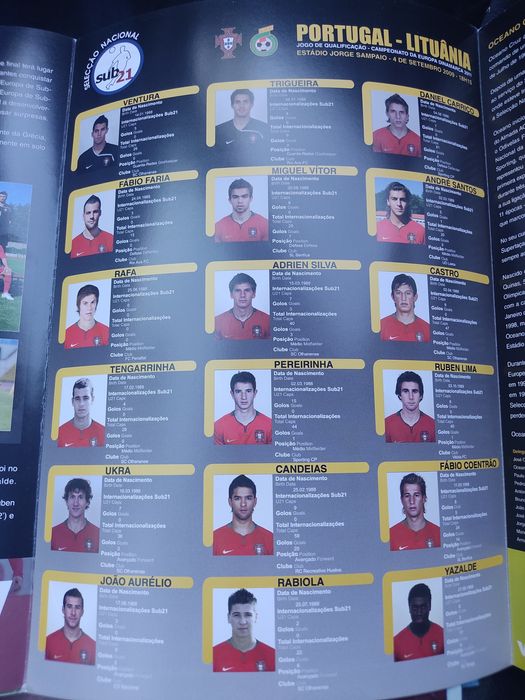 Programa de jogo Portugal Lituânia sub 21 2011