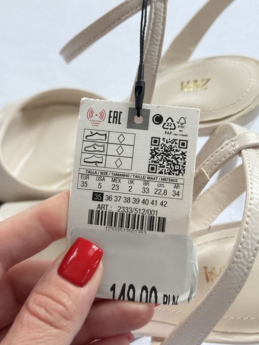 Босоніжки на підборах ZARA 35 розмір /22.8см