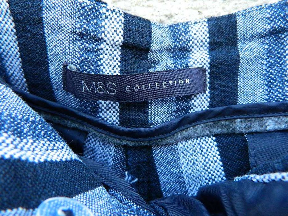 Marks&Spencer lniane spodnie w granatowe pionowe pasy 40/42