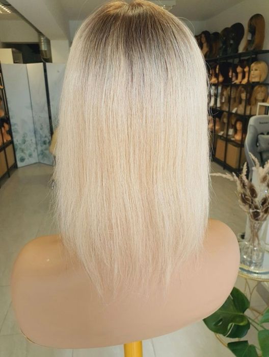 Tupet topper z włosów naturalnych w 100% blond odrost Monika