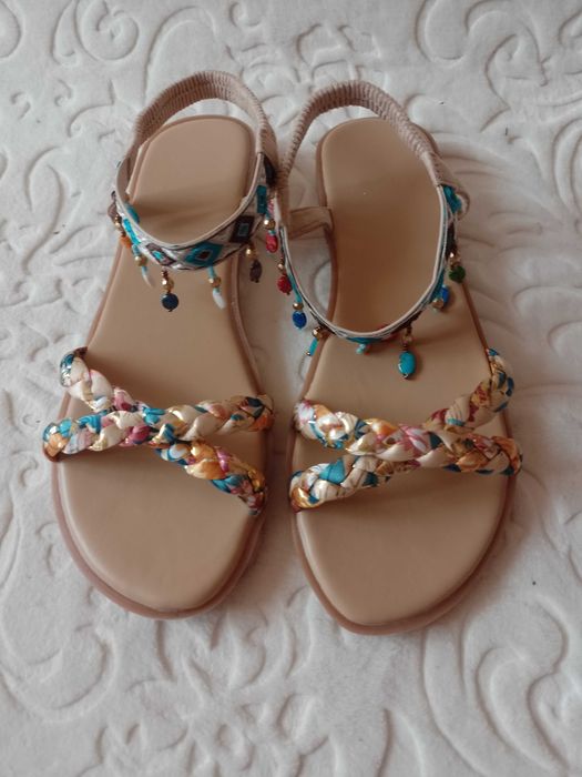 (41/42) Bogato zdobione sandałki w stylu Boho , NOWE