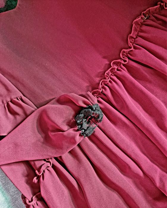 One fashion bordowa sukienka oversize bordo