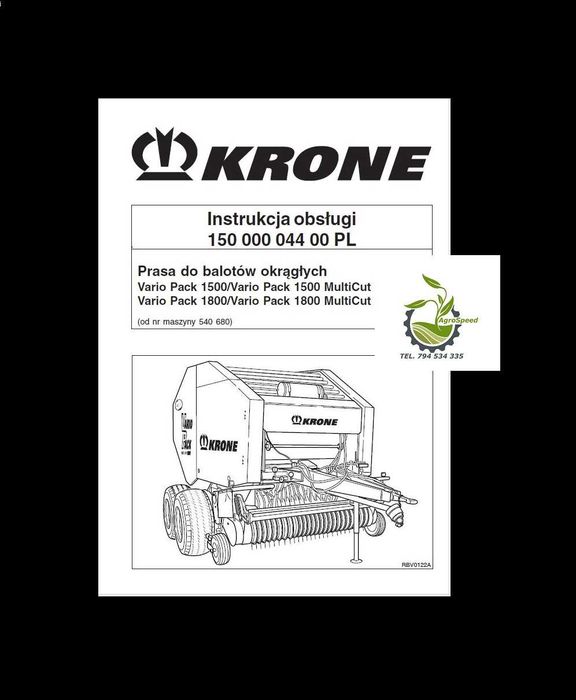 Instrukcja obsługi KRONE Vario Pack 1500, 1800 PL