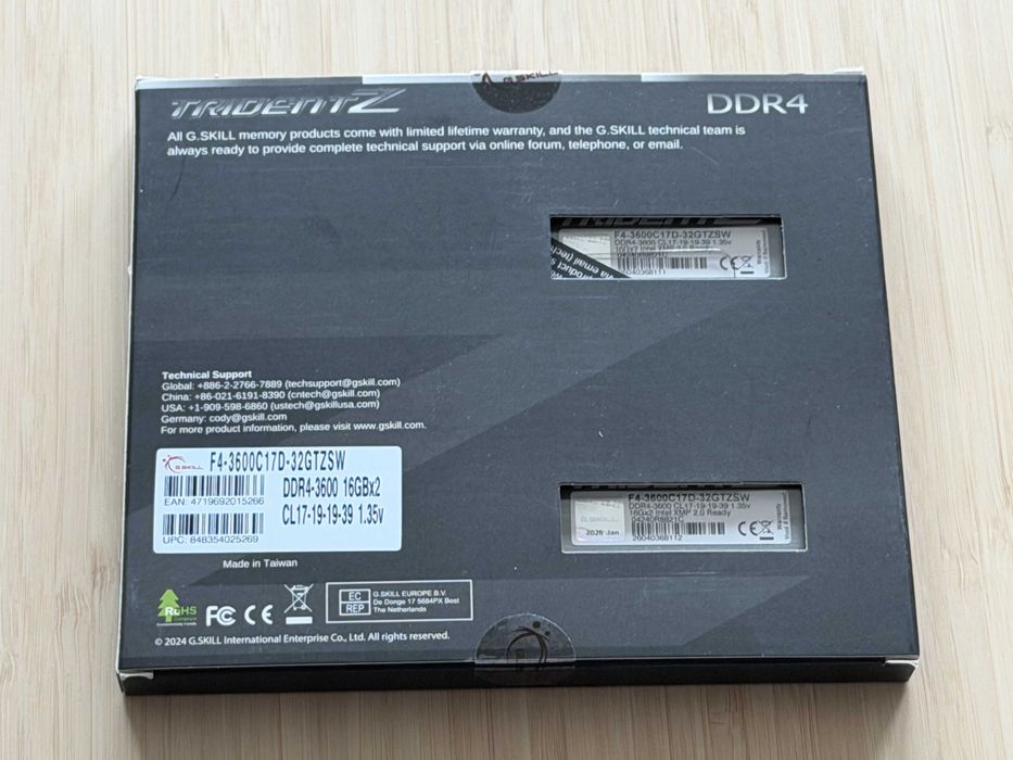 RAM 32GB 2x16GB F4-3600C17D-32GTZSW