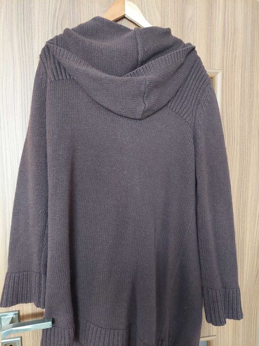 sweter brązowy z kapturem XL