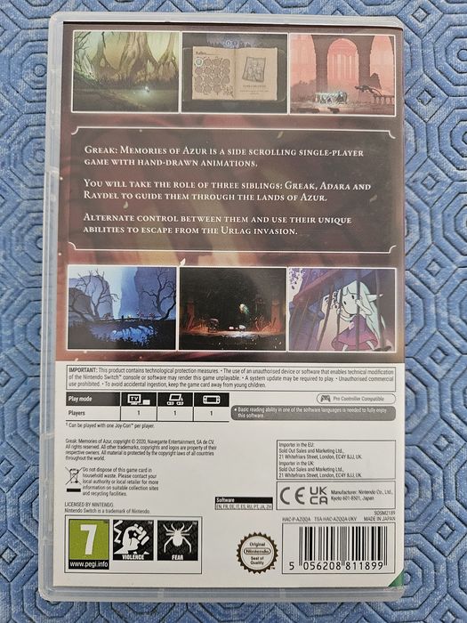 Jogo Greak: Memories of Azur para nintendo switch