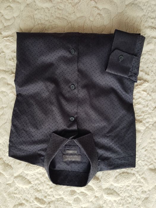 Zara ciemnoszara wizytowa koszula męska M klasyczna elegancka z delikatnym wzorem smartcasual