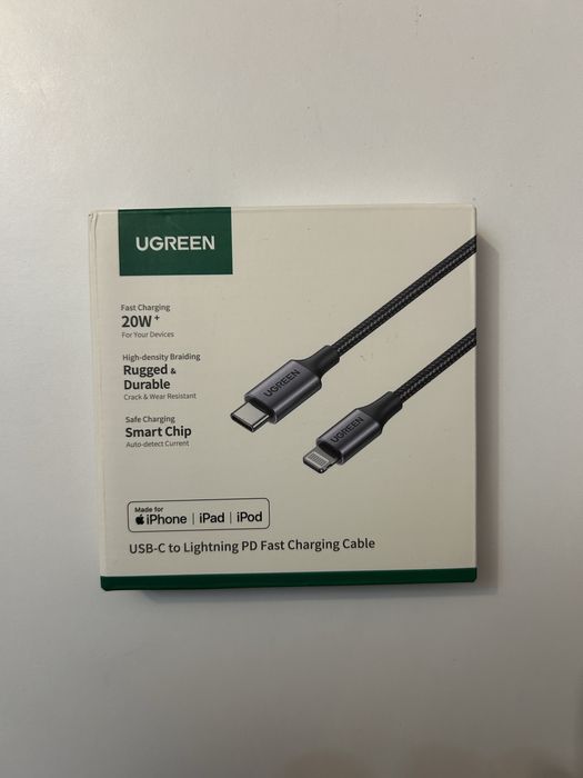Кабель Ugreen MFi 20 Вт PD USB C  Lightning для зарядки Iphone