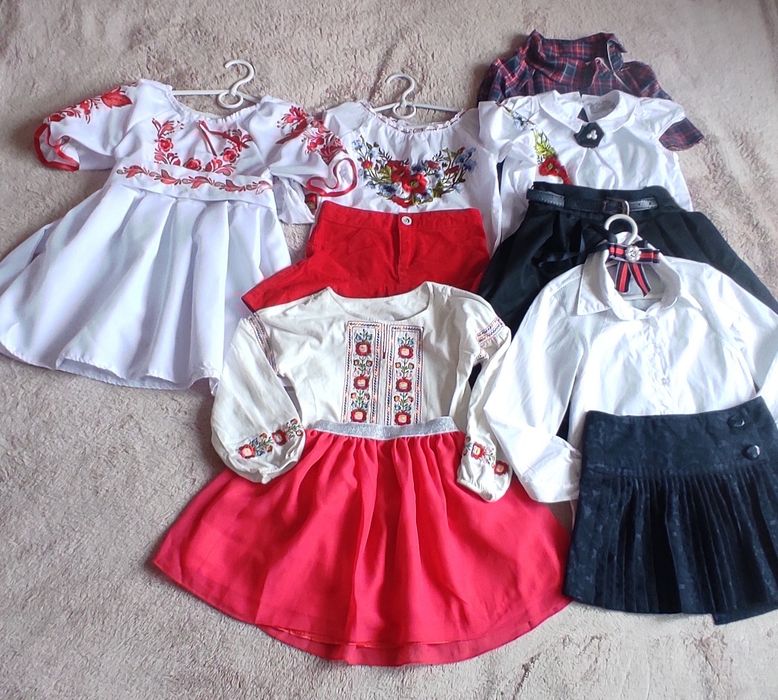 вишиванки, шкільна форма 5, 6 , 7 років , рубашка , чорна юбка