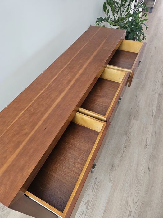 Aparador/Consola em Madeira com 3 Gavetas e Prateleira em Vidro