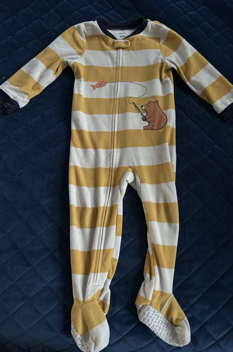 Polarowe biało-żółte pidżamy/śpiochy Carter’s 2 latka