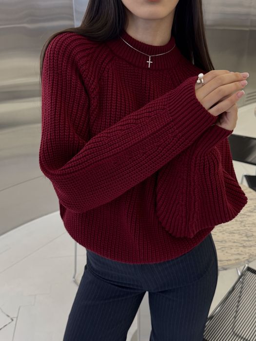 Светр вязаний бургунді one size