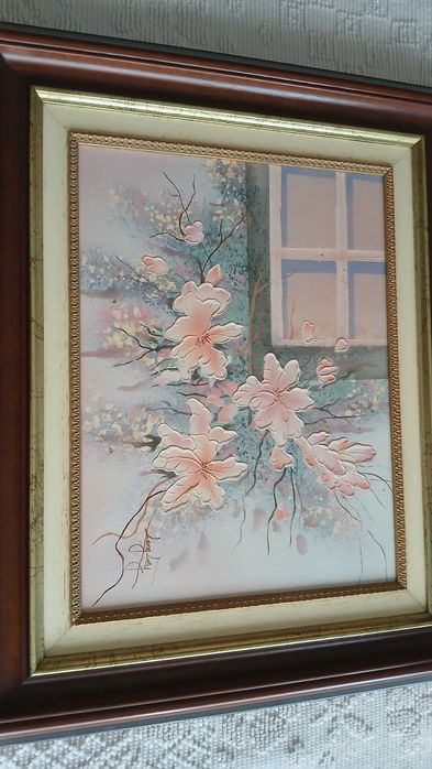 Quadro de flores a óleo